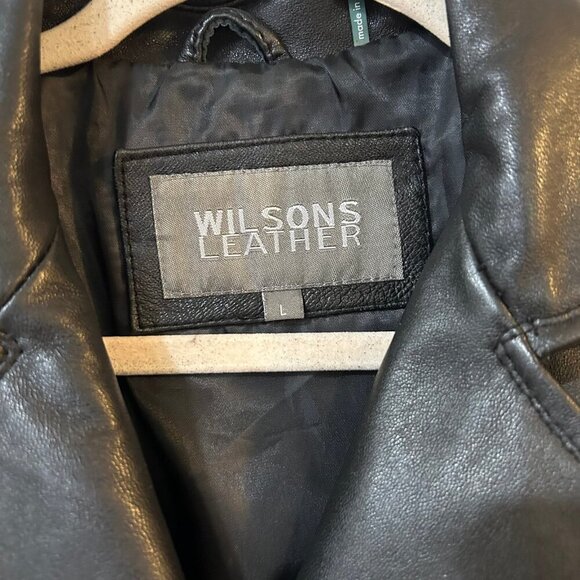 Vintage Wilson’s Leather Black Button Down Collar Jacket Women’s Size Large - Picture 2 of 6